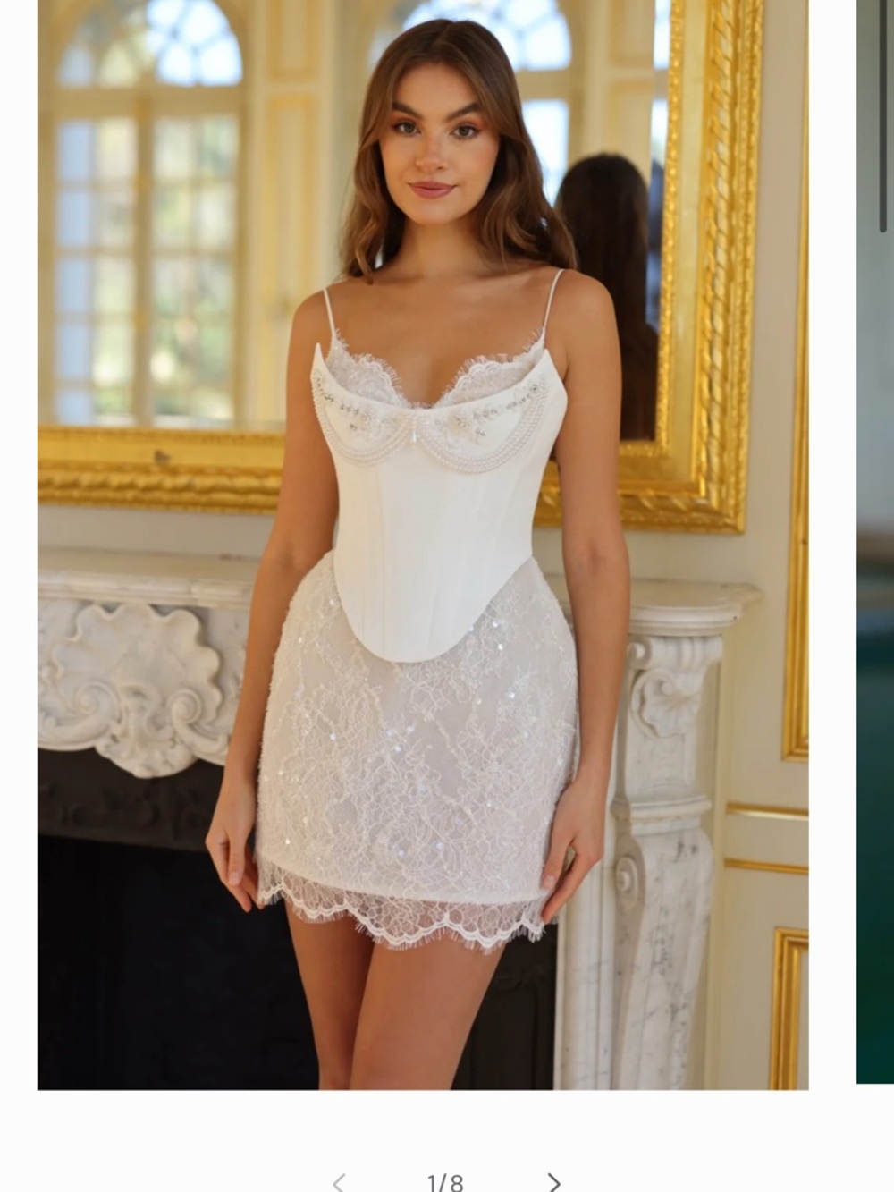 Lace Corset Slip Dress in White - Women's Intimates